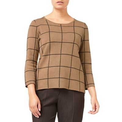 Eastex Camel Check Knitted Jumper